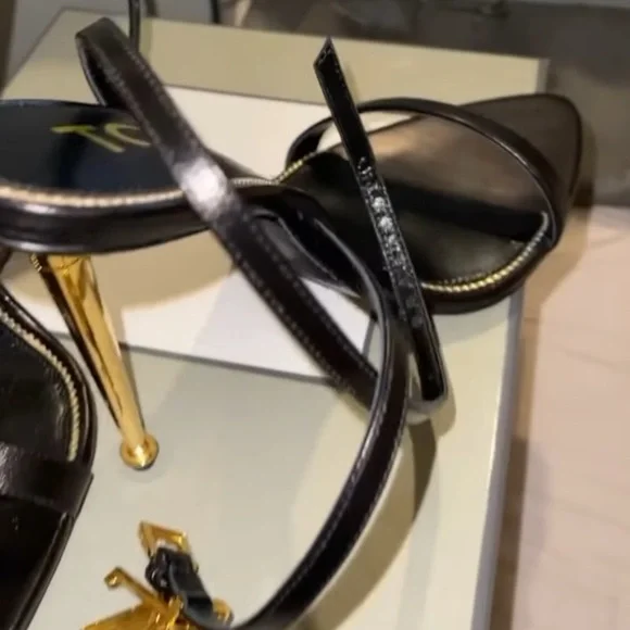 Tom Ford Black Heels with Gold Accents - Picture 4 of 7
